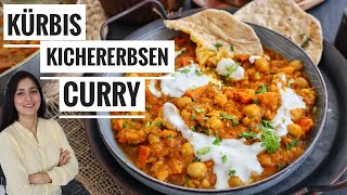 KürbisKichererbsen Curry  HERBST REZEPT  unglaublich lecker 🎃  Indische Rezepte [upl. by Tella]