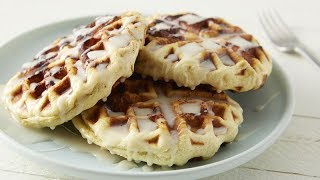 Cinnamon Roll Waffles With Cream Cheese Glaze  Pillsbury Recipe [upl. by Asyen225]