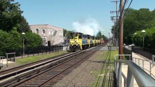 5 LIRR MP15ACs pull welded rail train [upl. by Tabatha]