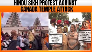 LIVE  Hindu Sikh Global Forum Protests Against Temple Attack Near Canada Embassy in Delhi  News9 [upl. by Jegger871]