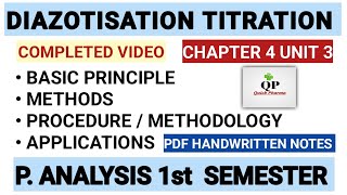 Diazotization Titration  Basic Principle  Method  Procedure  Ch 4 Unit 3  P Analysis 1st sem [upl. by Enyahs]