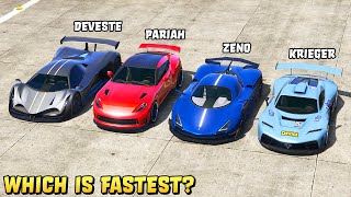 GTA 5  OVERFLOD ZENO vs PARIAH vs DEVESTE EIGHT vs KRIEGER  Which is Fastest [upl. by Iaj]