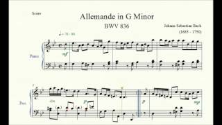 Allemande in G Minor BWV 836  Johann Sebastian Bach  Piano Repertoire 5 [upl. by Olyhs28]