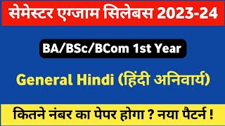 BABScBCom Part1 General Hindi New Syllabus 202324  Semester 1st amp 2nd Exam Pattern  PDUSU [upl. by Alisia458]