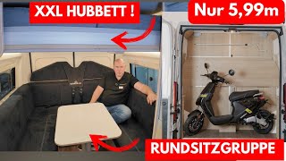 599m KASTENWAGEN WOHNMOBIL MIT RUNDSITZGRUPPE  HUBBETT  ROLLER GARAGE 2025 Bunkervan Denver 599m [upl. by Kipp]