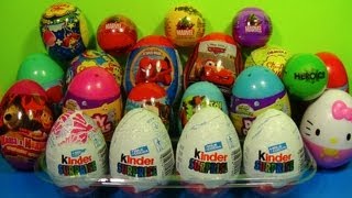 20 Kinder Surprise and Surprise Eggs SpongeBob CARS TOY Story SPIDER MAN Hello Kitty [upl. by Weingartner]