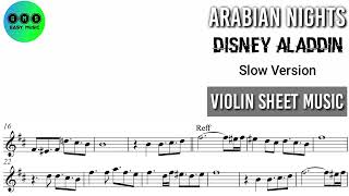 Karaoke  Arabian Nights  Ost Aladdin  Violin Sheet Music [upl. by Ellenig126]