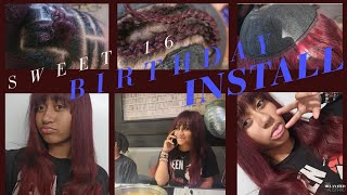 Sweet Sixteen Hairstyle  Burgundy Quick Weave Install [upl. by Landbert213]