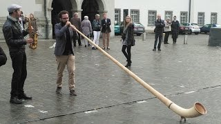 Alpenhorn and saxophone in St Gallen Full HD [upl. by Ecnerolf555]