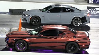 Hellcat Redeye vs Charger Scat Pack Widebody  muscle cars drag racing [upl. by Etnecniv856]