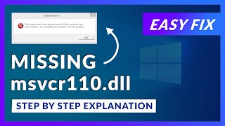 msvcr110dll Missing Error  How to Fix  2 Fixes  2021 [upl. by Debora790]