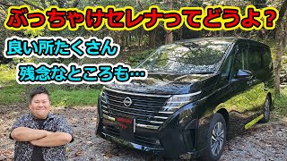 新型セレナ ハイウェイスターV 内装外装のご紹介！ セレナの良い所悪い所 これが新型なのか・・・ 黒 ガソリンモデル 日産 [upl. by Buatti]