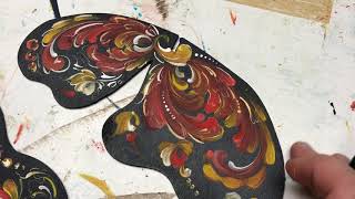 Norwegian Rosemaling  Telemark Style Painted Butterfly Tutorial  Art of Lise  Unintentional ASMR [upl. by Znerol247]