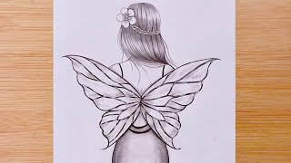 How to draw a fairy  Step by step Pencil Sketch for beginners  Fairy Drawing Tutorial [upl. by Quartas]