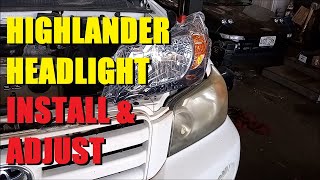 How to Install and Aim Headlights  Toyota Highlander [upl. by Aeresed]