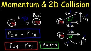 Conservation of Momentum In Two Dimensions  2D Elastic amp Inelastic Collisions  Physics Problems [upl. by Acira146]