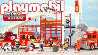 Playmobil City Action Build and Play Fire Station Fire Truck Firefighters and More 🔥 [upl. by Granoff]