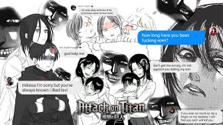 attack on clans pt 5  ackermans amp yeagers reacting to ereri ft jealous mikasa amp feral kenny aot [upl. by Ayoras]