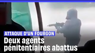 Les images de lattaque d’un fourgon pénitentiaire dans l’Eure [upl. by Relly]