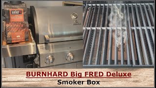 BURNHARD Big FRED Deluxe 4Brenner Gasgrill  Smoker Box  Smokebox  Räucherbox im Test [upl. by Evangelina407]