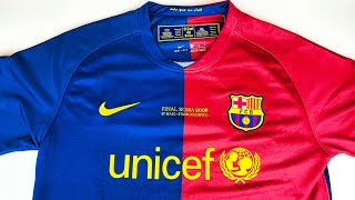 Barcelona Home Kit 0809  Iniesta  Review [upl. by Dwinnell46]