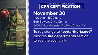 Free CPR certification class being offered by Port Arthur Fire Dept [upl. by Phillipe108]