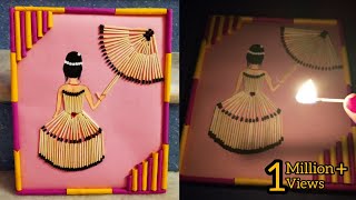 Matchstick art and craft ideaswall decoration matchstick dress and umbrella frameart and craft [upl. by Tshombe109]