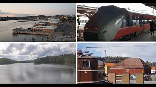 Gothenburg to Oslo by train  Lakes and small cities between Sweden amp Norway 4k [upl. by Jean]