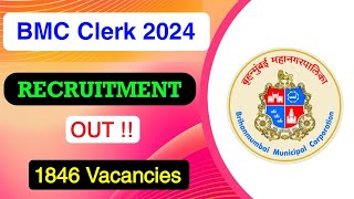 BMC Clerk Recruitment 2024  Notification Out  Full Detail Explained  MDE [upl. by Aenat673]