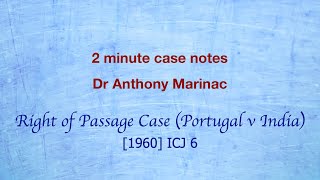 Right of Passage Case Portugal v India Custom between two nations [upl. by Ramona405]