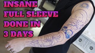 FULL SLEEVE IN 3 DAYS by mrreyesink tattoo tutorial [upl. by Aisital]