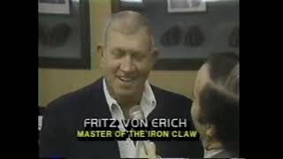 Fritz Von Erich gets his hands cast in bronze WCCW 1987 [upl. by Ahsed]