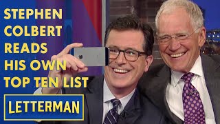 Stephen Colbert Reads His Own Top Ten List  Letterman [upl. by Toll138]