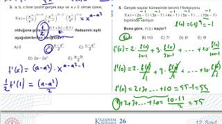 12 Sınıf Matematik Kazanım Kavrama Test 26 Anlık Değişim Oranı ve Türev Çözümler [upl. by Annek]