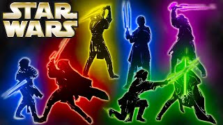 The 7 Forms of Lightsaber Combat amp RARE STYLES  Star Wars Explained [upl. by Aluor93]