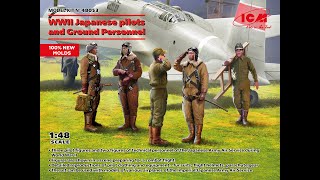 NEW ICM 148 WW2 Japanese Pilots amp ground crew figures set review 48053 [upl. by Tjon530]