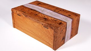 The River Box  Epoxy Woodworking  How to make a river table like wood box with a waterfall edge [upl. by Nod969]