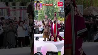 193 tall giant Serbian and his wife Altan in Mongolian costume 😊 fashion mongolia outfit [upl. by Fidel]