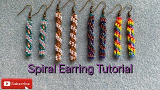 Spiral seed bead earring tutorial quick and simple beading technique [upl. by Meda25]