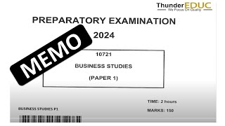 2024 MEMO PAPER 1 BUSINESS STUDIES P1 GRADE 12 PRELIM EXAMS GAUTENG PROVINCE THUNDEREDUC [upl. by Rolat]