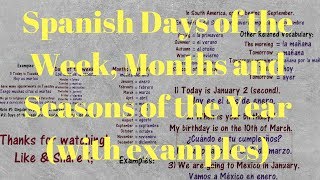 Spanish Days of the Week Months of the Year and Seasons  Common Uses amp Examples [upl. by Suckow]