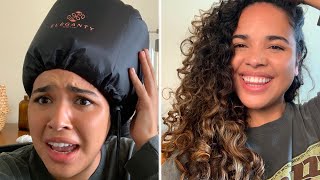 Trying a bonnet hair dryer umm its amazing [upl. by Enelie]