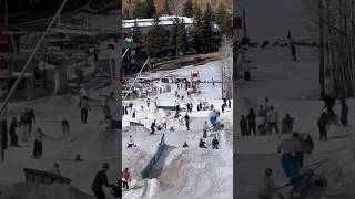 Can you find the snowboarder in this chaotic ski resort snowboarding [upl. by Lara273]