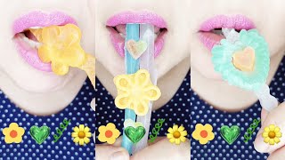 ASMR Emojis Challenge Crunchy Kohakuto Tanghulu Gummi Jelly Eating Sounds Tingles 먹방 asmreating [upl. by Kellda]