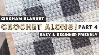 Cheaters Gingham Blanket Crochet Along Part 4  Chunky Afghan Pattern [upl. by Ifill]