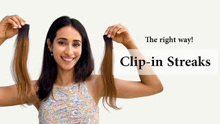 Clipin Streaks  The Right Way To Use  Coloured Hair Extensions  Human Hair Extensions India [upl. by Ovida]