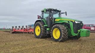 John Deere 8R370 at Deeping Ploughing Match [upl. by Dent]