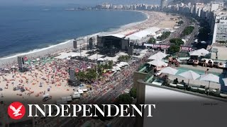 Live Crowds gather at Copacabana beach for free Madonna concert [upl. by Nevet]