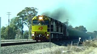 6025 ACB 4045 ACB 4406 with a late running Aurizon Tronox loaded mineral sands at KELLERBERRIN [upl. by Westleigh]