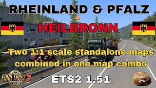 ETS2 151 RHEINLAND amp PFALZ  HEILBRONN 11 scale 2 Maps Combined Load order and how to install [upl. by Nodnerb]